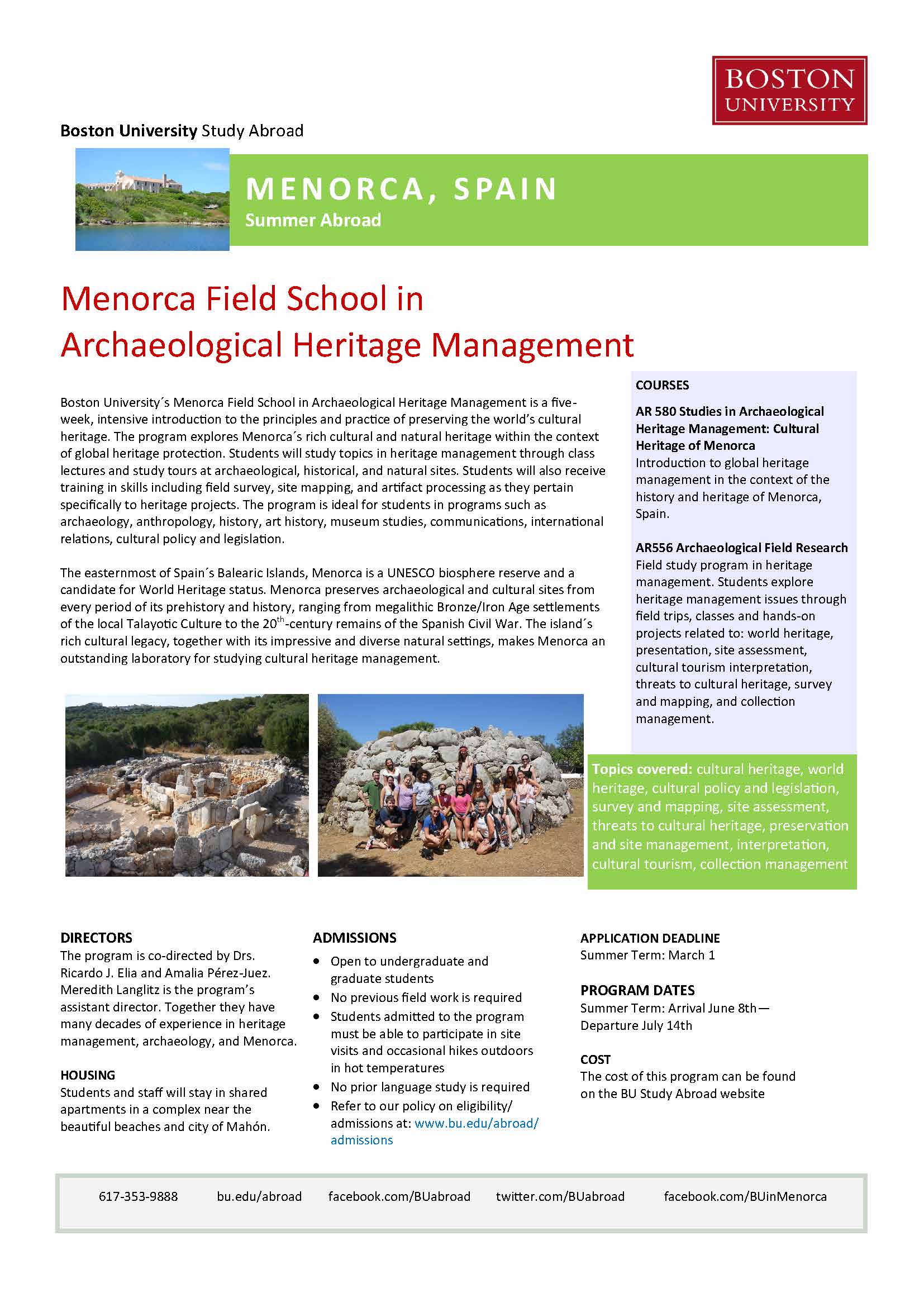 menorca field school flyer 2017 archaeology