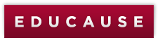 EDUCAUSE logo rendered in white text on a red rectangular background.