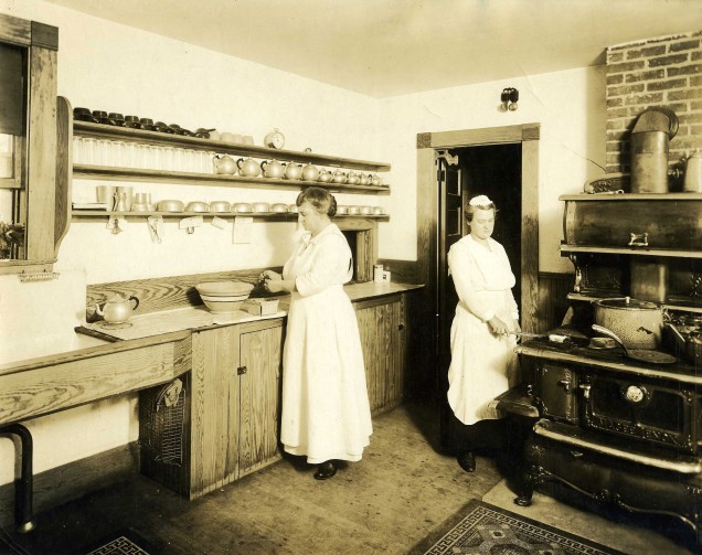 The kitchen at the Tabby Cat Tea Room