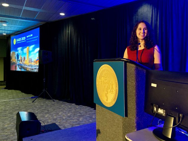 Mica giving her podium presentation at SAGES 2019.