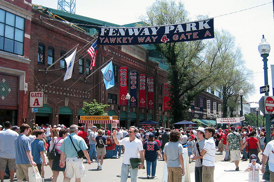 Yawkey Way block party, Fenway Park, game day, Boston Red Sox