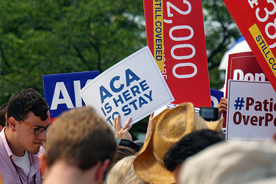 Photos in front of the Supreme Court of the United States, on the day of the King v Burwell Decision