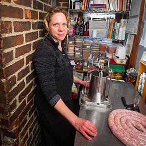 Julie Biggs is a sausage maker, among other things, for Formaggio Kitchen in Cambridge.