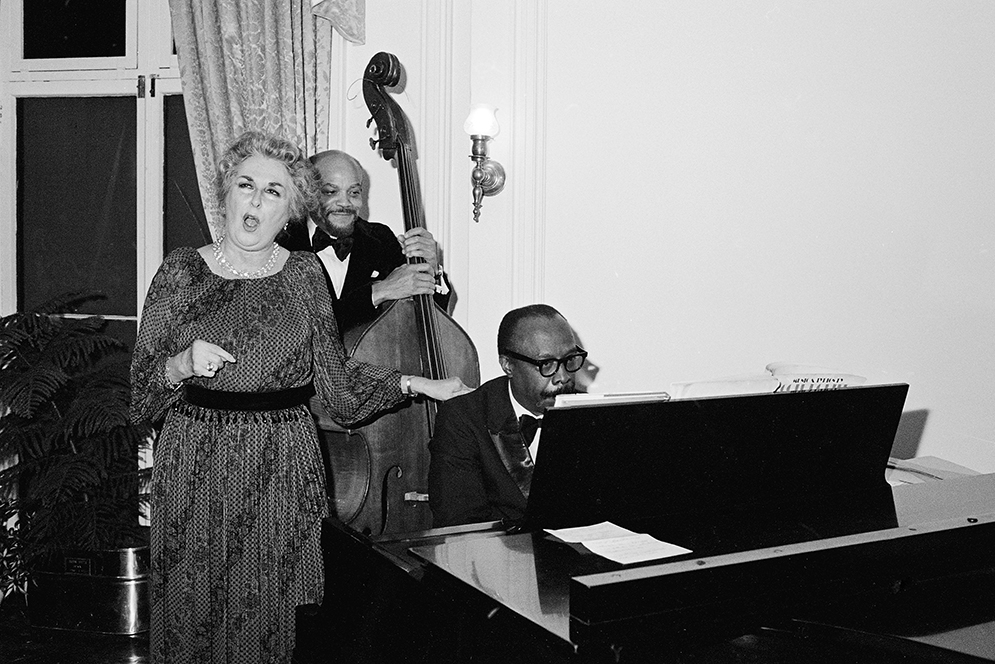 Boston University College of Fine Arts Dean Phyllis Curtin Sings with the Mitchell-Ruff Duo, pianist Dwike Mitchell and bassist and French horn player Willie Ruff.