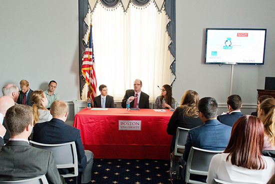 Boston University cybersecurity experts Joseph Calandrino, Joseph Lorenzeo Hall, and Sharon Goldberg brieft the Congressional Cybersecurity Caucus at a hearing on Capitol Hill