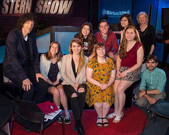 Members of Boston University student radio station WTBU with Howard Stern in the Howard Stern Show studio