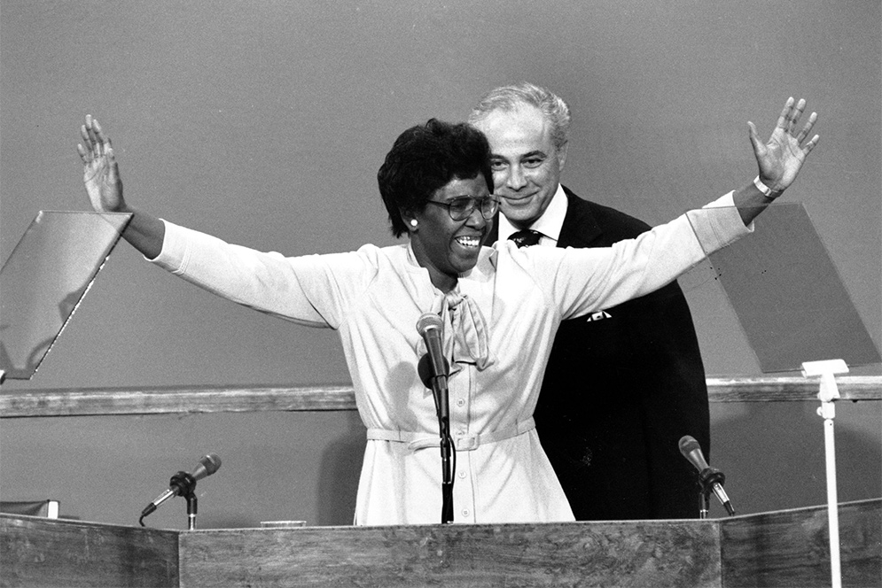 Barbara Jordan, delivers the keynote address at the 1976 Democratic National Convention