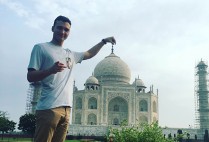 Kian McGee (SHA’18) stands in front of the Taj Mahal mausoleum in Agra, India