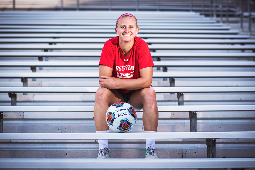 BU women’s soccer tricaptain Rachel Bloznalis (Sargent’17, SPH’19) overcame an injury-sidelined sophomore season to lead the Terriers this year.