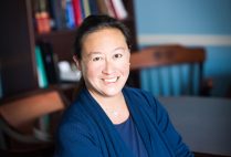 Portrait of Jennifer Tseng, Boston Medical Center’s surgeon-in-chief, sitting chair in her office