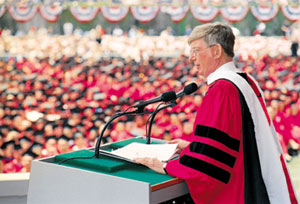 George Will delivers the Commencement address on May 18. Photo by Albert L'Etoile
