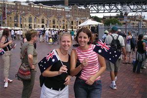 Students from BUs Sydney Internship Program celebrating Australia Day in January 2003. The program is among more than 40 offered in 18 countries.