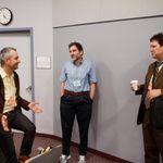 Laszlo Barabasi (PhD 1994), Physics Chair Sidney Redner, and Mike Naughton (PhD 1986) at the Physics Alumni Reunion