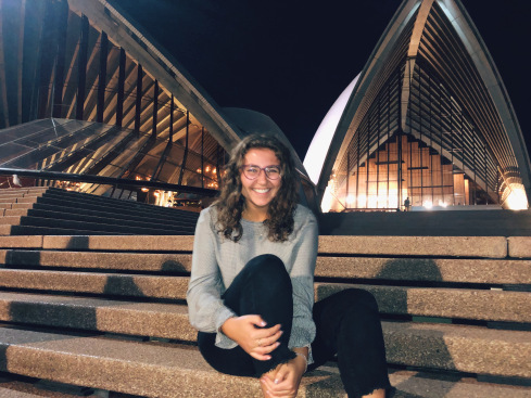 Student sitting on the Sydney Opera House steps