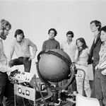 An astronomy class meets at the CAS planetarium in 1976