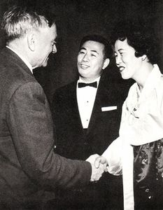 The_Koh_Family_03 Hesung and Kwang Lim Koh welcoming Supreme Court Justice William O. Douglas to a reception at the Korean Embassy in 1960.