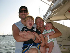 Greg Mattera enjoys a recent boating trip with his wife and two sons.
