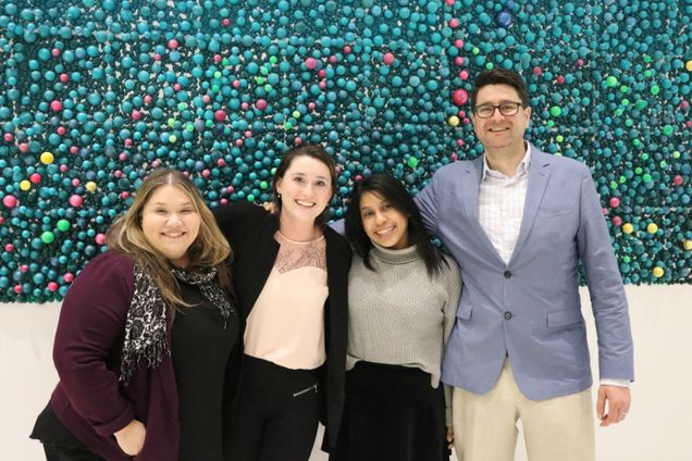 Tiffany Lillie, MUA '19, Fiona Coughlan, MCP '18, Raquel Castro-Corazzini, MUA '19, and Erik Rexford, MCP '18, relieved and excited to be done with their capstone presentation.