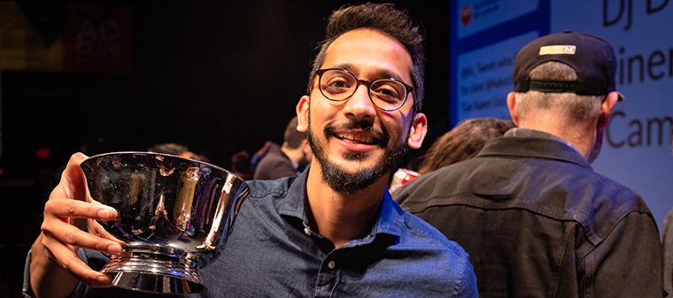 Nihal Atawane ('19) with his award