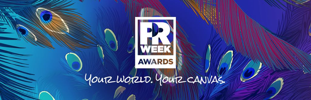 PRWeek logo overlaying field of blue.