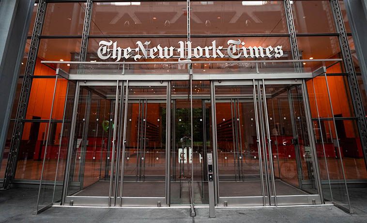 Entrance to The New York TImes offices.