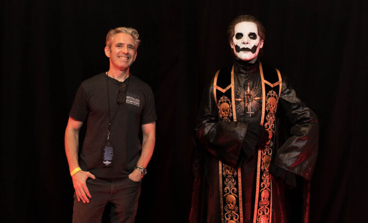 2022 picture of Steve Martin with Papa Emeritus IV of the band Ghost