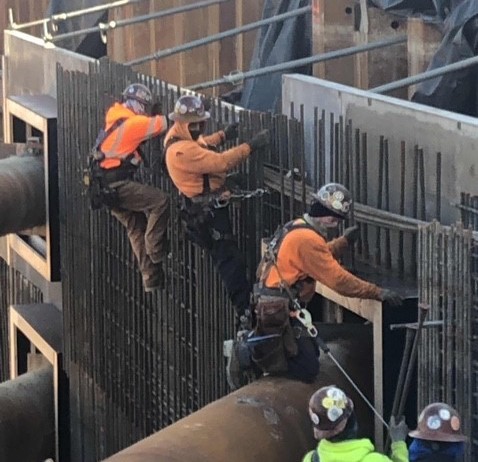 Installing rebar for the Tower’s foundation walls