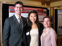 (l-r) Nicholas Branshaw DMD 16 with NYU dental students Jessica Li and Lindsay Deacon
