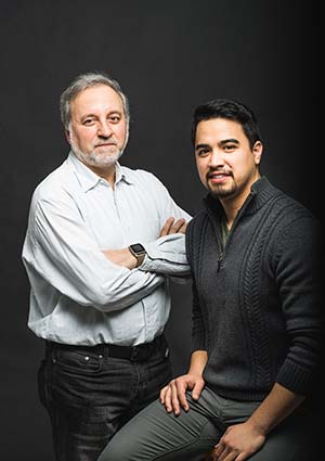 Boston University researchers Béla Suki (left) and Jarred Mondoñedo have developed a computer model of emphysema that could help predict patient survival and quality of life following treatment. Photo by Jackie Ricciardi