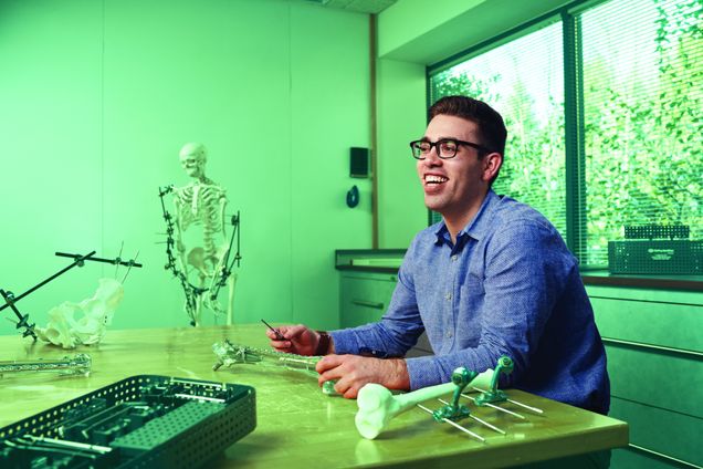 BU College of Engineering alum Joshua Liebowitz (BME'16). Photo by Jeff Wojtaszek for Boston University Photography.