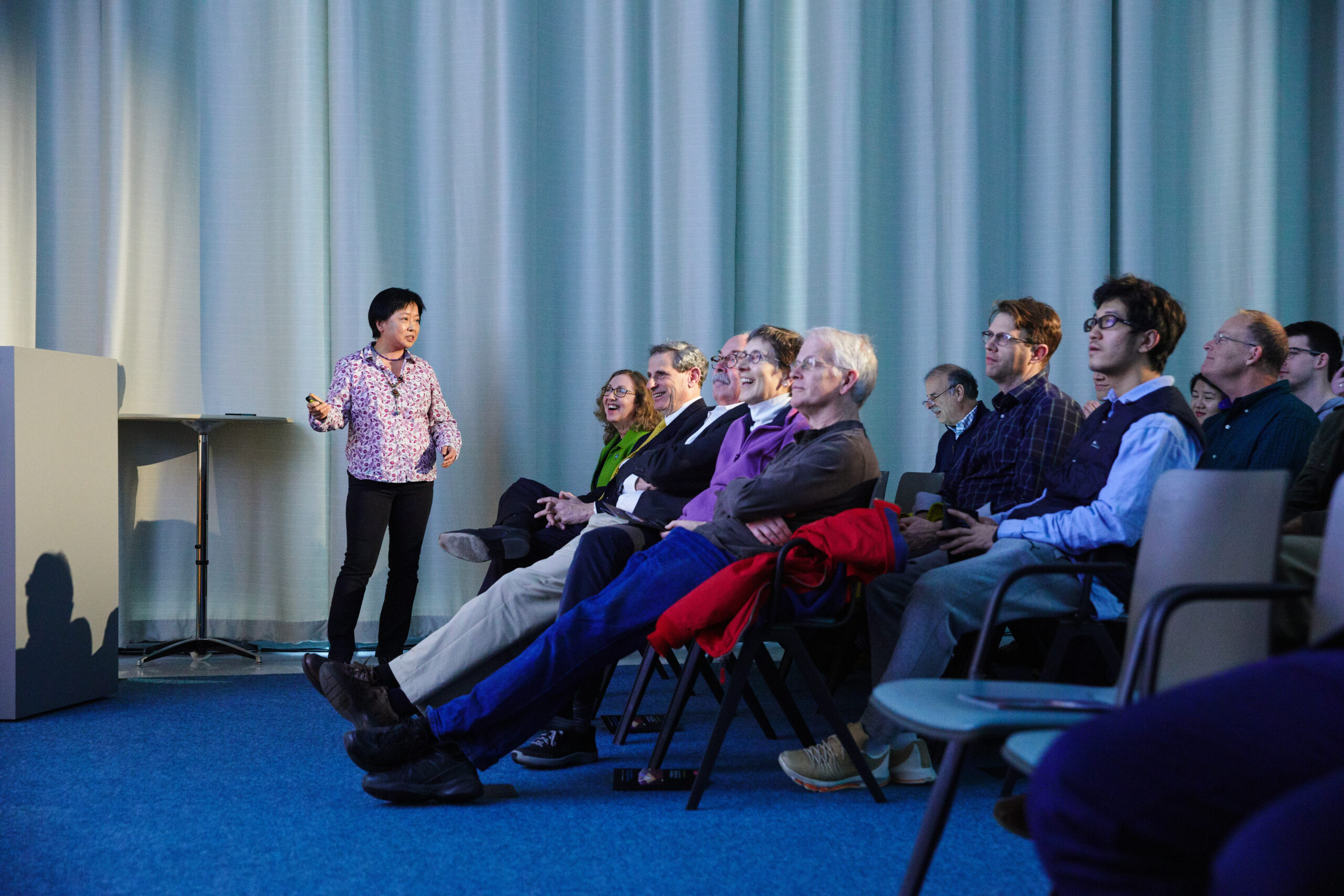 Professor Xin Zhang delivers the 2018 DeLisi Distinguished Lecture. Photo by Dave Green