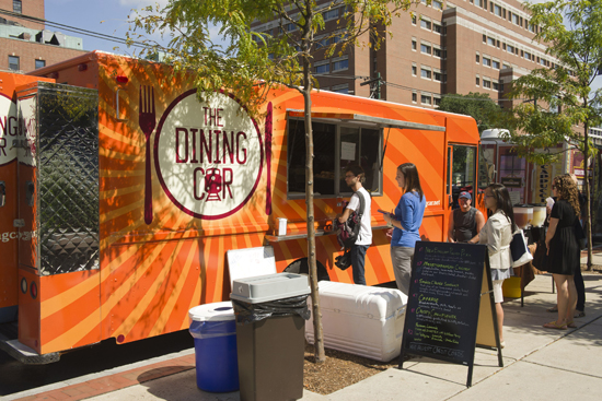 The Dining Car food truck serving food on the BU campus