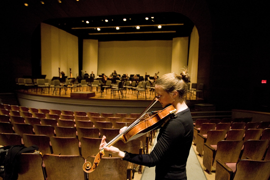 BU Symphony Orchestra rehearsal at Tsai Performance Center