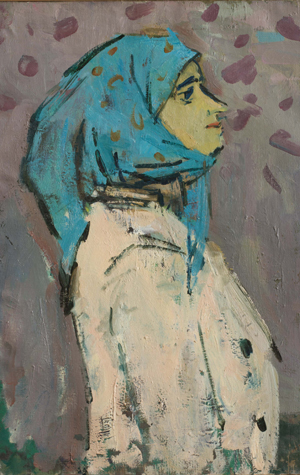 Woman in Blue Head Scarf by Felix Lembersky