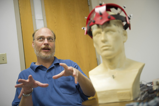 Frank Guenther and telepathic cap, Boston University Sargent College neuroscience