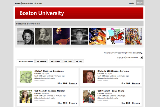 Boston University Digication e-portfolio