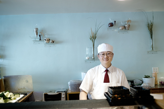 Sushi chef at Genki Ya sushi, Brookline, MA, where to eat sushi in Boston, Boston lunch dinner restaurants