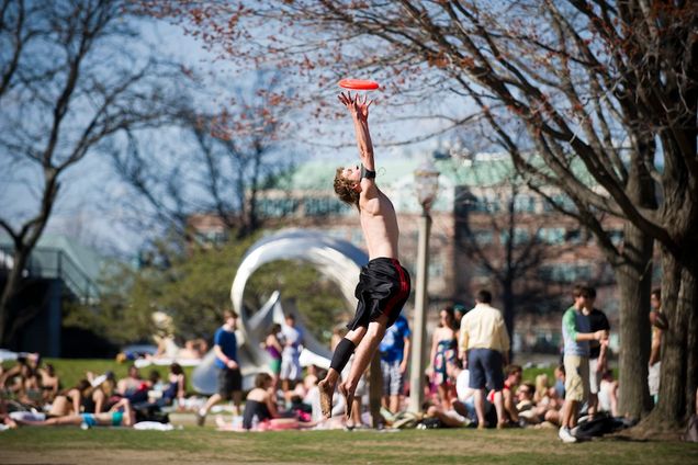 Frisbee on BU Beach