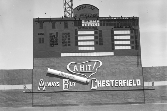 Braves Field scoreboard, Boston Braves vs Boston Red Sox Boston Braves Field scoreboard, Nickerson Field, Boston University