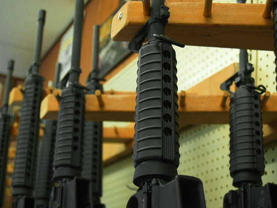 AR-15 semi-automatic rifles for sale in gun store