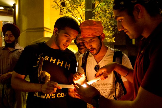 Sikh Association at Boston University SABU, candlelight vigil on Marsh Plaza