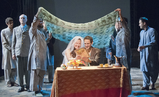 Paige Clark as Sorya, Nael Nacer as Amir in The Kite Runner by Khaled Hosseini stage adaptation by New Repertory Theatre, Boston