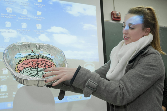 Vittoria Smeglin, professor Alice Cronin-Golomb, neuropsychology class edible brains competition