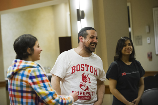 Rabbi Michael Beyo and students, Krav Maga Israeli self defense system class, Florence and Chafetz Hillel House, Boston University