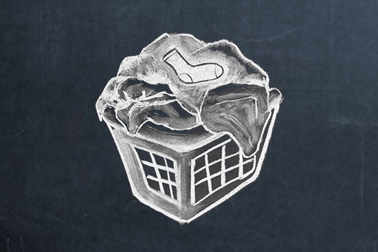 chalk drawing of a full laundry basket