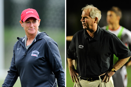 Head Coach Neil Roberts, Boston University men's soccer, Head Coach Nancy Feldman, Boston University women's soccer, BU Terriers, Patriot League