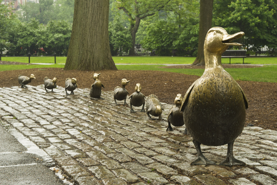 Boston University BU, The Boston Art Commission, Mayor Thomas Menino, Public Art Walks, Leif Eriksson by Anne Whitney, Boston Public Library North End Mosaics, Make Way for Ducklings Nancy Schӧn, outfoor art sculpture