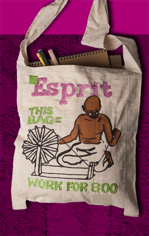 Esprit, Aaron Sinift five-year plan project Boston University BU, College of Fine Arts CFA, Aaron Sinift collaboration ashrams India, five year project jhola bags