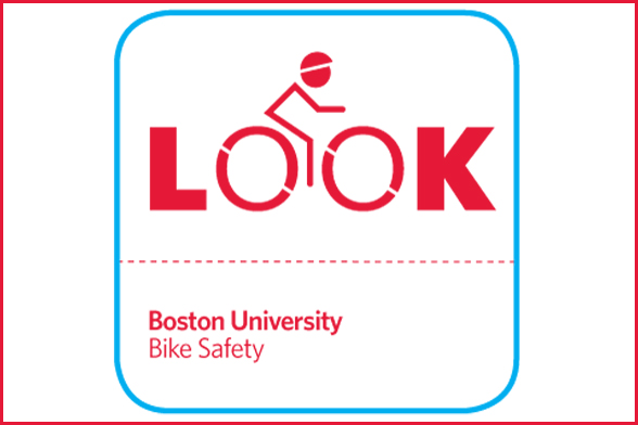 Look Bike Safety logo, Boston University BU, sustainability festival, Marsh Plaza, bike repairs safety tips, Commonwealth Avenue, sustainability@BU, dining services recreation, BU Bikes,
