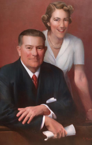 The late Tom Yawkey, who bought the Red Sox in 1933 and died in 1976, and his wife, Jean Yawkey, who owned the team until her death in 1992, created a legacy of giving that now includes a $10 million endowment for a nonprofit internship program at BU. Photo courtesy of the Yawkey Foundations